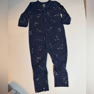 Constellation-Print Navy Footed One-Piece for Kids
